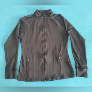 SPANX Active Contour Zip Up Long Sleeve Women's size L Jacket Black Athletic